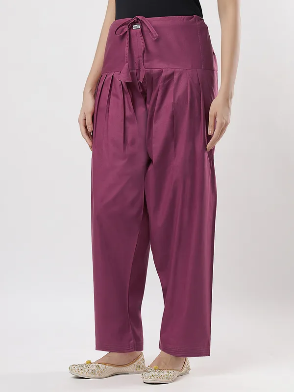 Kohinoorised_Pure_Cotton_Salwar_(Semi-Patiala)_With_Drawstrings_Dark_Onion