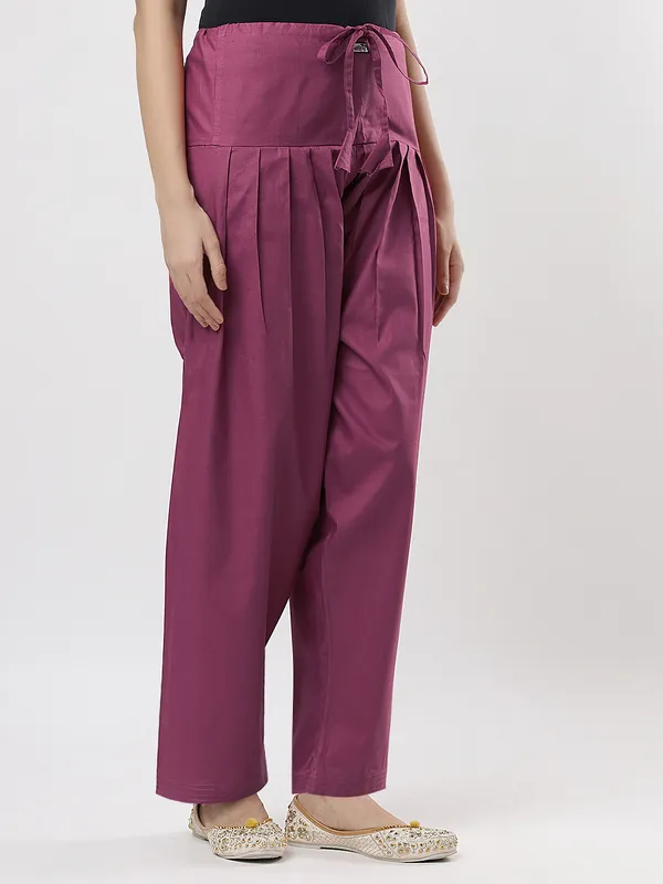 Kohinoorised_Pure_Cotton_Salwar_(Semi-Patiala)_With_Drawstrings_Dark_Onion