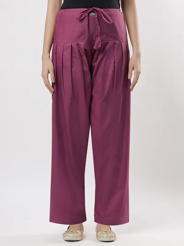 Kohinoorised_Pure_Cotton_Salwar_(Semi-Patiala)_With_Drawstrings_Dark_Onion
