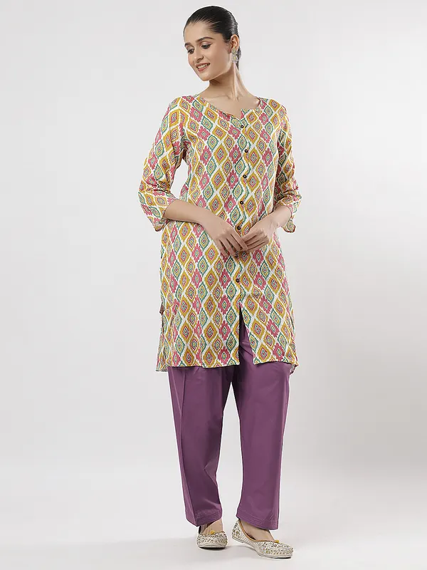 Kohinoorised_Pure_Cotton_Salwar_(Semi-Patiala)_With_Drawstrings_Dark_Lavender