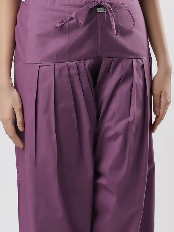 Kohinoorised_Pure_Cotton_Salwar_(Semi-Patiala)_With_Drawstrings_Dark_Lavender