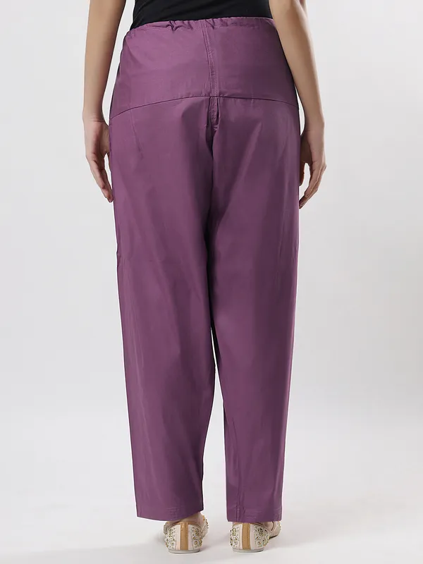 Kohinoorised_Pure_Cotton_Salwar_(Semi-Patiala)_With_Drawstrings_Dark_Lavender