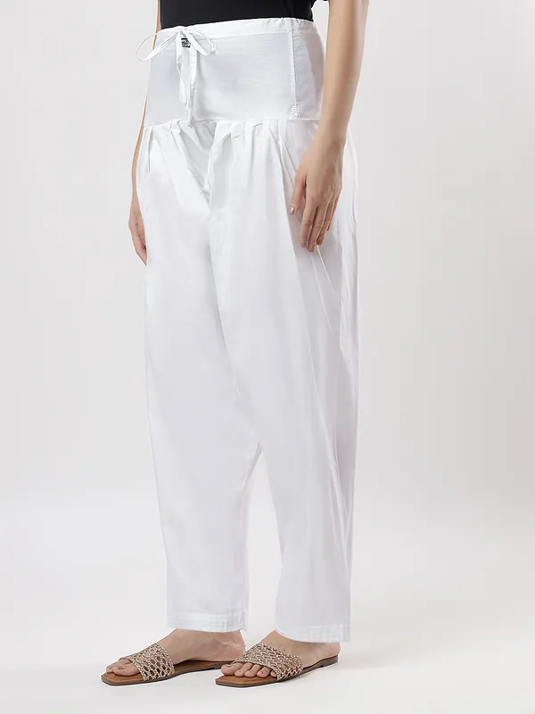 Kohinoorised_Pure_Cotton_Salwar_(Semi-Patiala)_With_Drawstrings_White