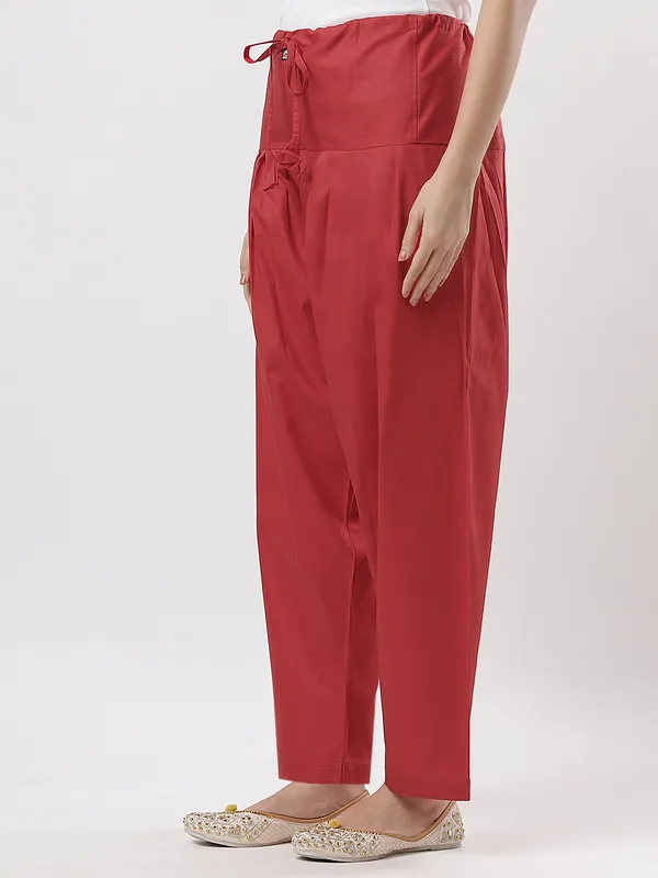 Kohinoorised_Pure_Cotton_Salwar_(Semi-Patiala)_With_Drawstrings_Red