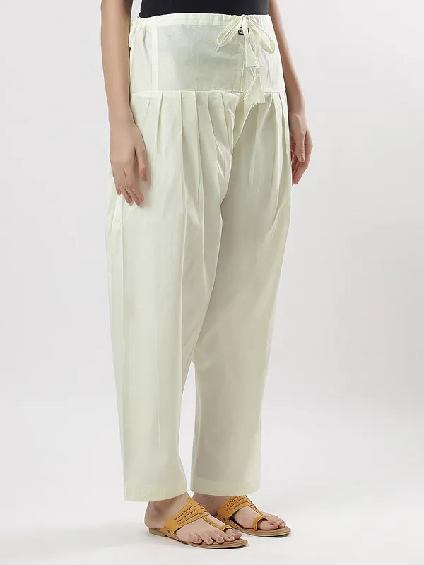 Kohinoorised_Pure_Cotton_Salwar_(Semi-Patiala)_With_Drawstrings_Lemon