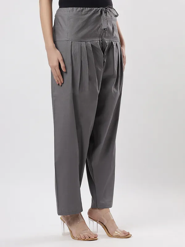 Kohinoorised_Pure_Cotton_Salwar_(Semi-Patiala)_With_Drawstrings_Steel_Grey