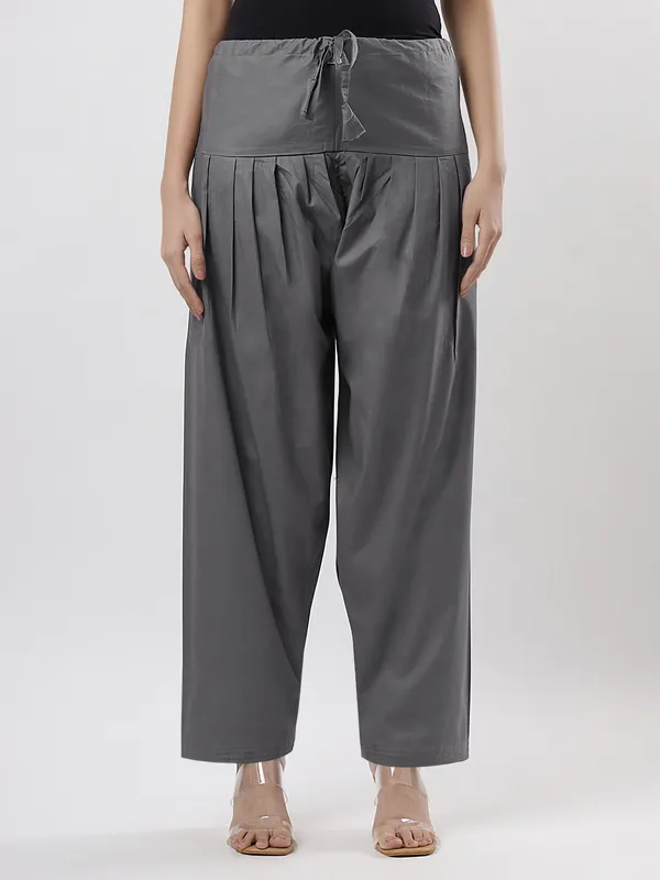 Kohinoorised_Pure_Cotton_Salwar_(Semi-Patiala)_With_Drawstrings_Steel_Grey