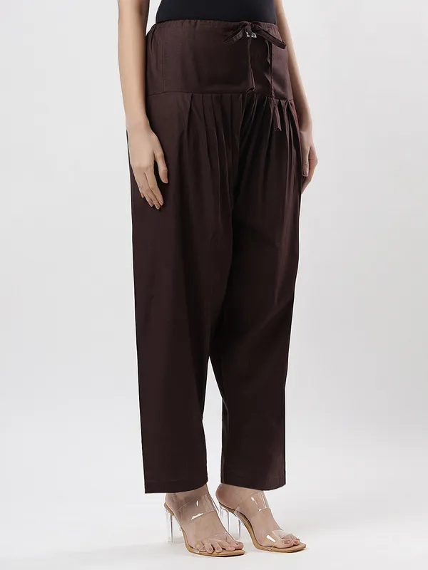 Kohinoorised_Pure_Cotton_Salwar_(Semi-Patiala)_With_Drawstrings_Coffee