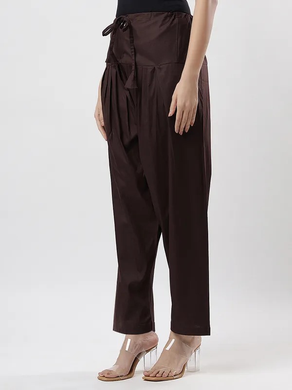 Kohinoorised_Pure_Cotton_Salwar_(Semi-Patiala)_With_Drawstrings_Coffee