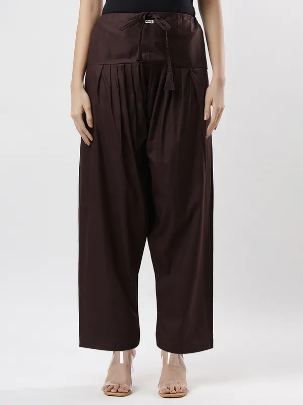 Kohinoorised_Pure_Cotton_Salwar_(Semi-Patiala)_With_Drawstrings_Coffee