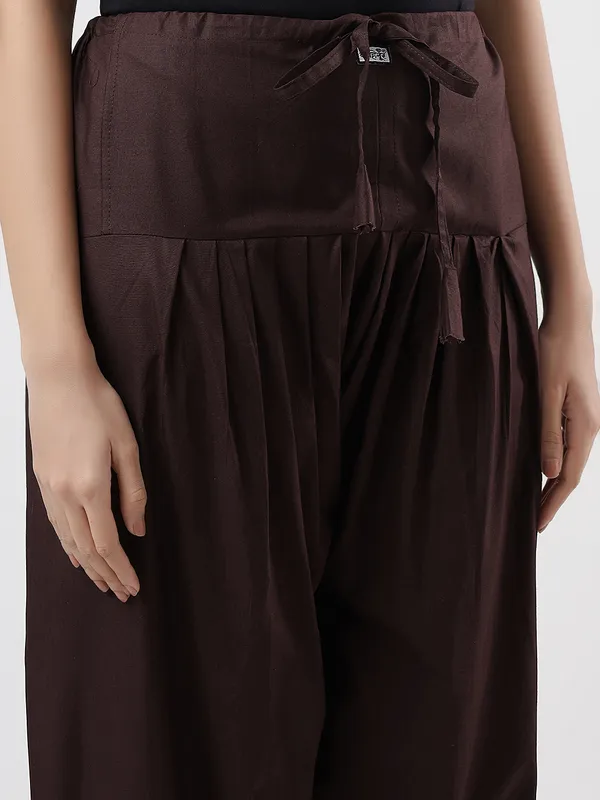 Kohinoorised_Pure_Cotton_Salwar_(Semi-Patiala)_With_Drawstrings_Coffee