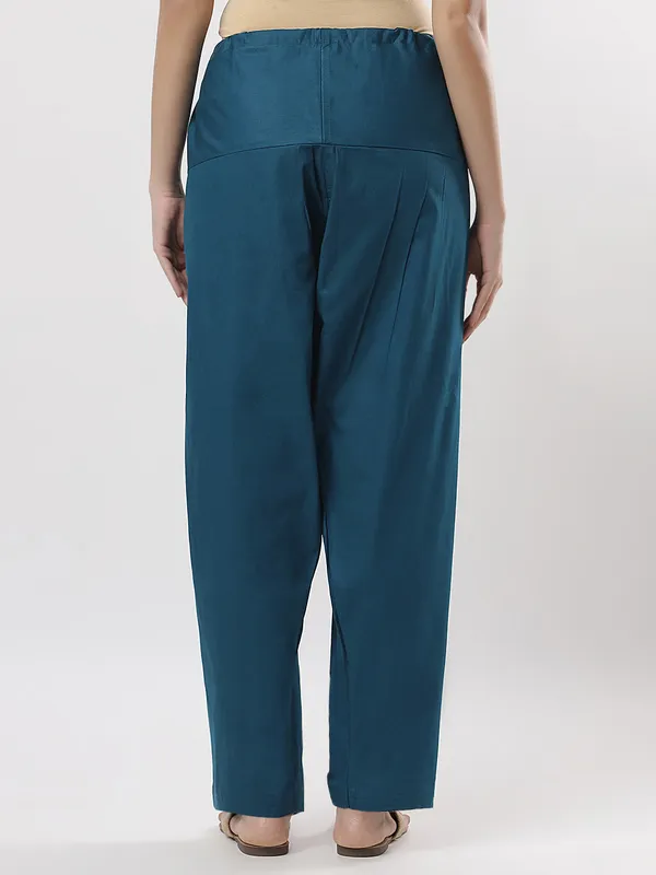 Kohinoorised_Pure_Cotton_Salwar_(Semi-Patiala)_With_Drawstrings_Peacock_Green