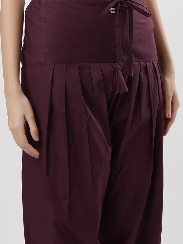Kohinoorised_Pure_Cotton_Salwar_(Semi-Patiala)_With_Drawstrings_Wine