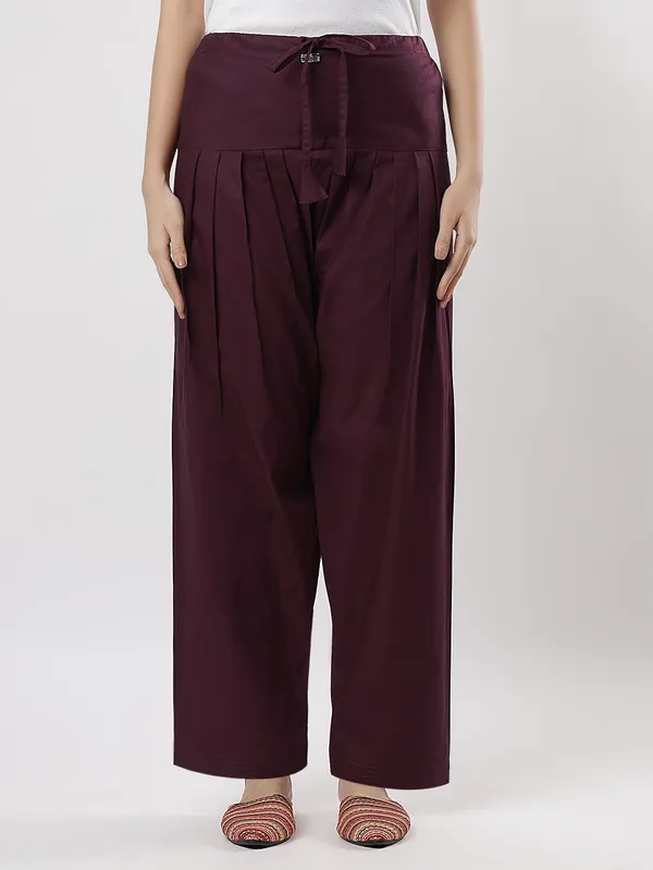 Kohinoorised_Pure_Cotton_Salwar_(Semi-Patiala)_With_Drawstrings_Wine