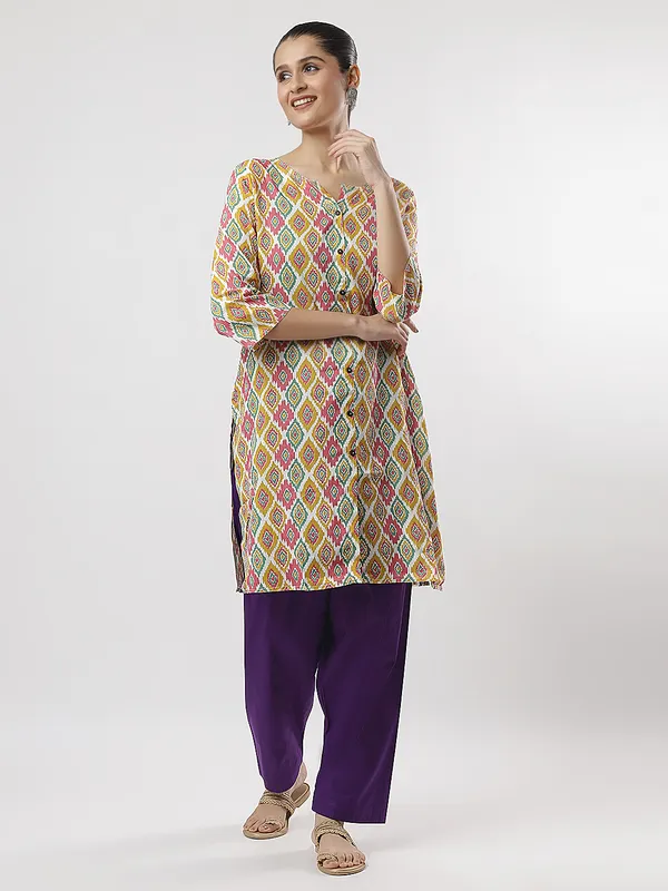 Kohinoorised_Pure_Cotton_Salwar_(Semi-Patiala)_With_Drawstrings_Purple