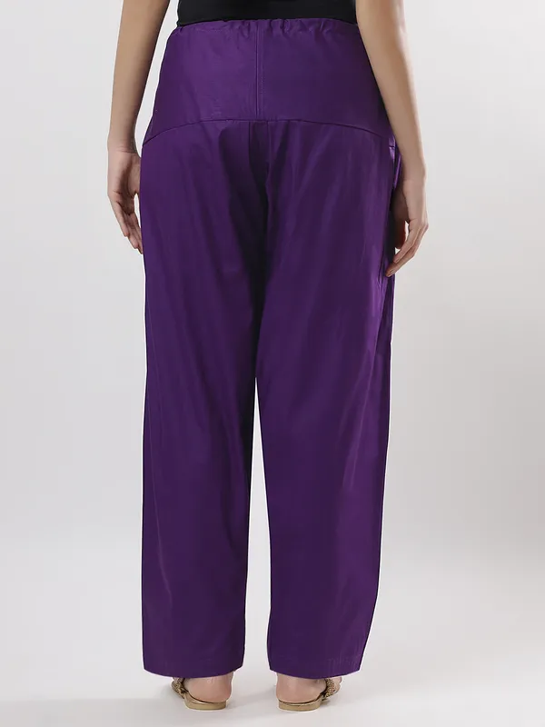 Kohinoorised_Pure_Cotton_Salwar_(Semi-Patiala)_With_Drawstrings_Purple