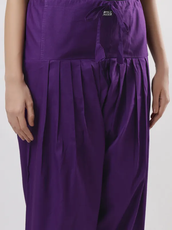 Kohinoorised_Pure_Cotton_Salwar_(Semi-Patiala)_With_Drawstrings_Purple