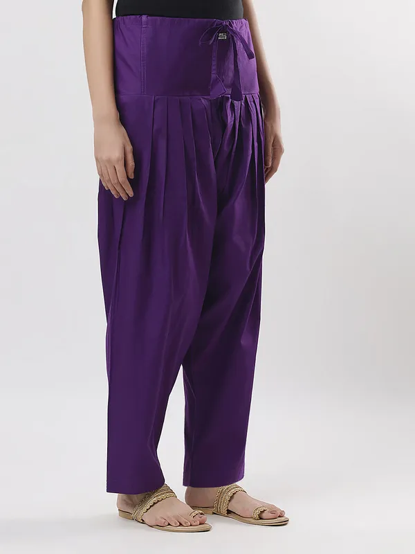 Kohinoorised_Pure_Cotton_Salwar_(Semi-Patiala)_With_Drawstrings_Purple