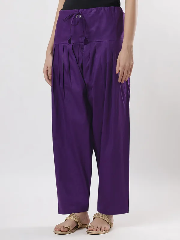 Kohinoorised_Pure_Cotton_Salwar_(Semi-Patiala)_With_Drawstrings_Purple