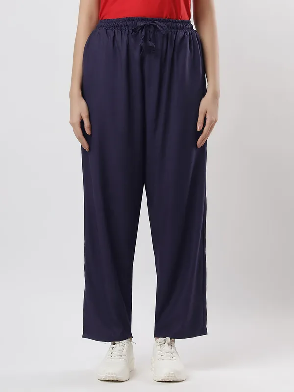 Kohinoorised_Pure_Viscose_Plain_Relaxed_Pyjamas_With_Two_Side_Pockets_Navy_Blue