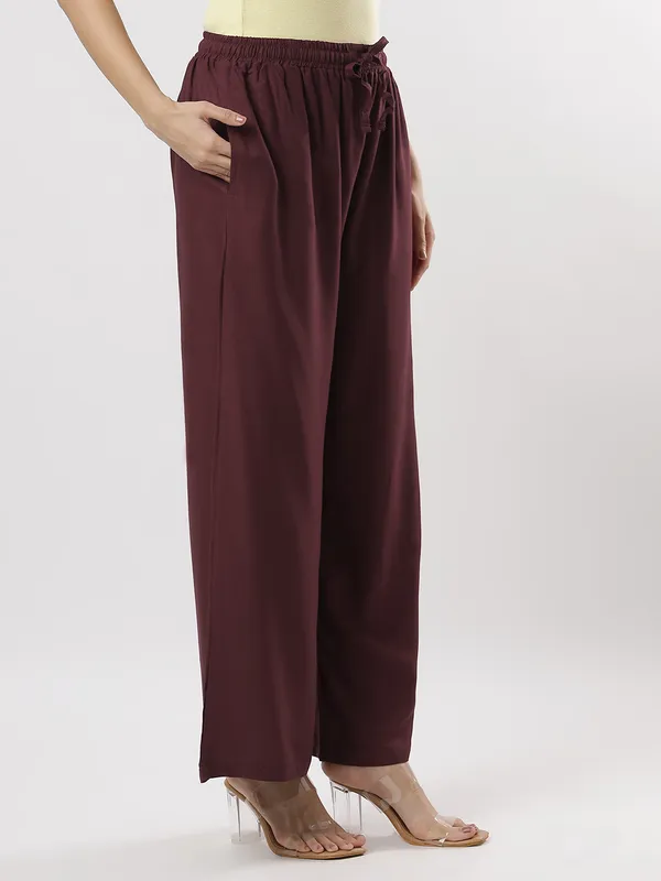 Kohinoorised_Pure_Viscos_Rayon_Palazzo_With_Two_Side_Pockets_With_Miyani_and_Drawstring_Coffee