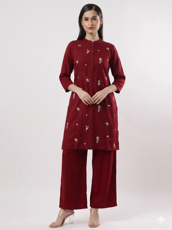 Kohinoorised_Pure_Viscos_Rayon_Palazzo_With_Two_Side_Pockets_With_Miyani_and_Drawstring_Maroon