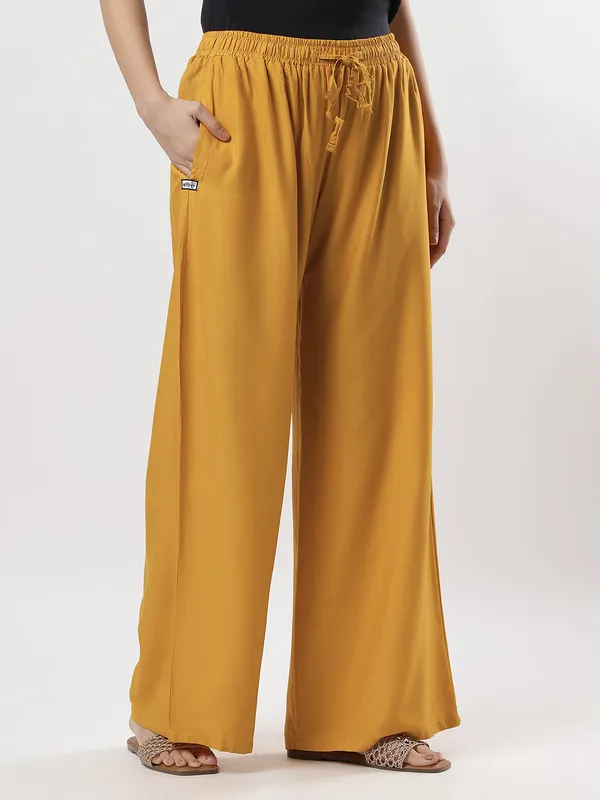 Kohinoorised_Pure_Viscos_Rayon_Palazzo_With_Two_Side_Pockets_With_Miyani_and_Drawstring_Mustard