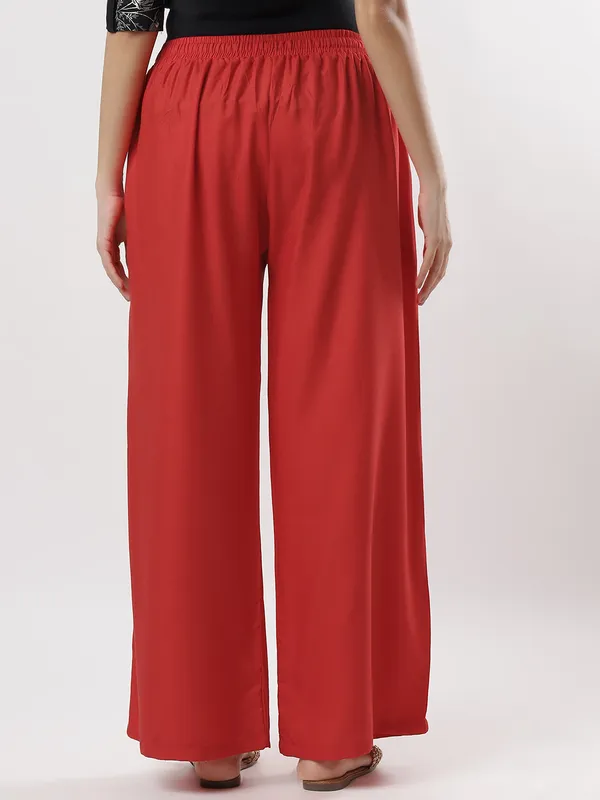 Kohinoorised_Pure_Viscos_Rayon_Palazzo_With_Two_Side_Pockets_With_Miyani_and_Drawstring_Red