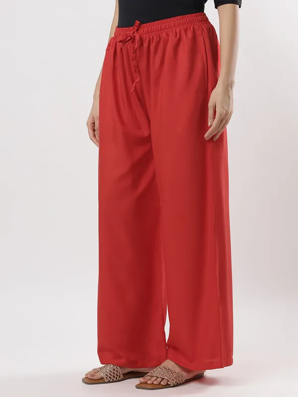 Kohinoorised_Pure_Viscos_Rayon_Palazzo_With_Two_Side_Pockets_With_Miyani_and_Drawstring_Red