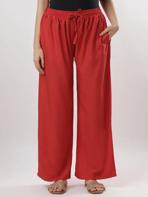 Kohinoorised_Pure_Viscos_Rayon_Palazzo_With_Two_Side_Pockets_With_Miyani_and_Drawstring_Red