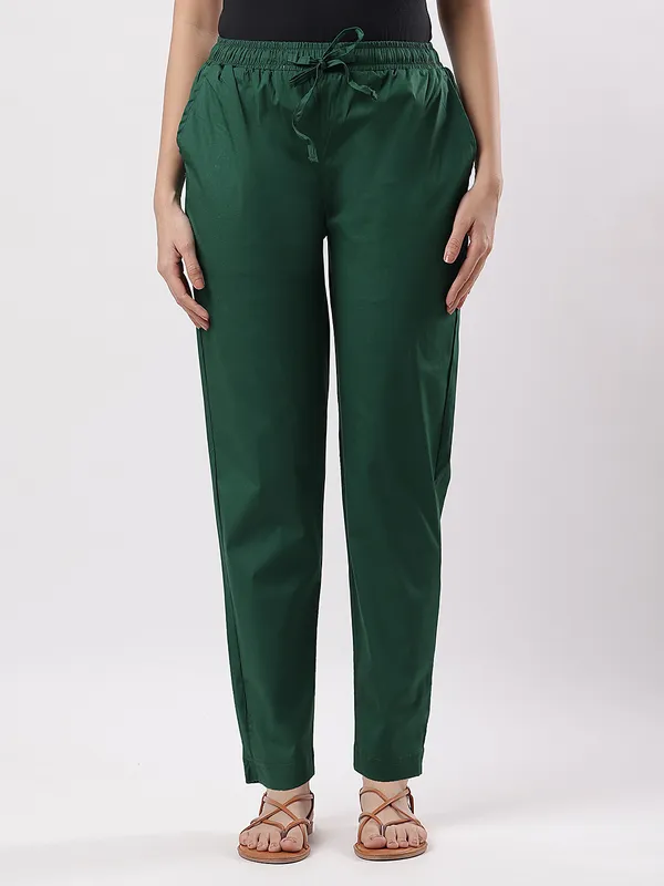 Kohinoorised_Stretchable_Cotton_Pants_With_Drawstring_and_Two_Side_Pockets_(Shrinkage_Free)_Bottle_Green