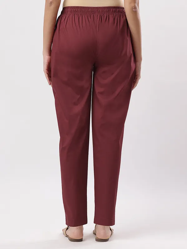 Kohinoorised_Stretchable_Cotton_Pants_With_Drawstring_and_Two_Side_Pockets_(Shrinkage_Free)_Dark_Maroon