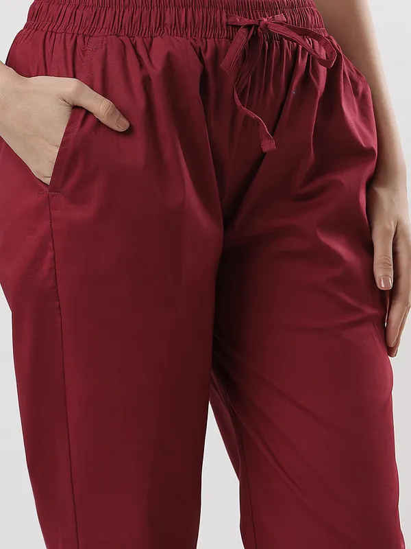 Kohinoorised_Stretchable_Cotton_Pants_With_Drawstring_and_Two_Side_Pockets_(Shrinkage_Free)_Maroon