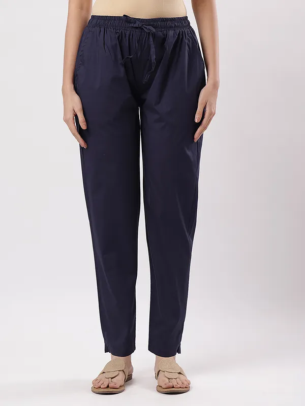 Kohinoorised_Stretchable_Cotton_Pants_With_Drawstring_and_Two_Side_Pockets_(Shrinkage_Free)_Navy_Blue