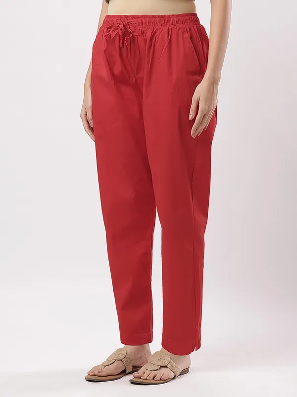 Kohinoorised_Stretchable_Cotton_Pants_With_Drawstring_and_Two_Side_Pockets_(Shrinkage_Free)_Red