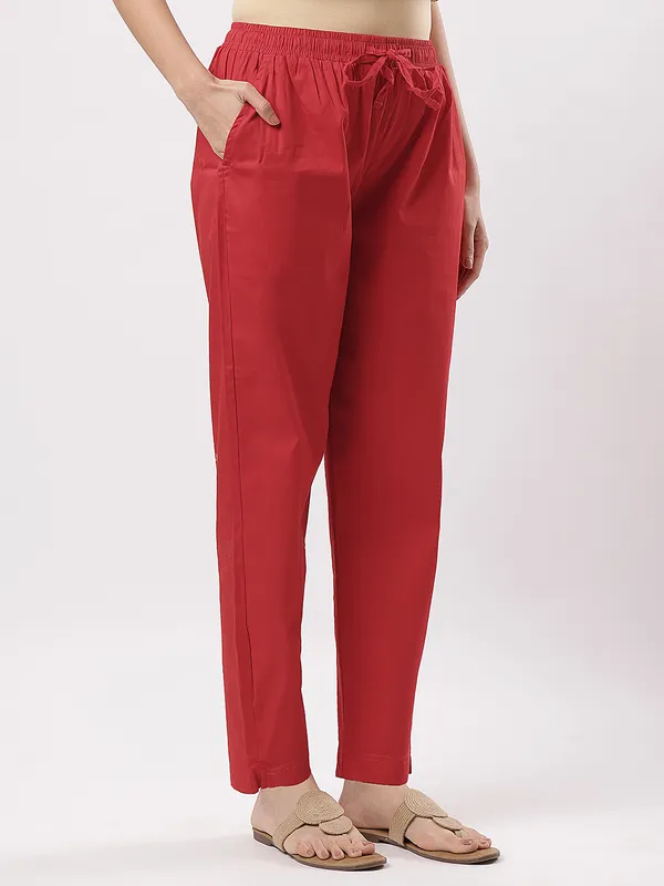 Kohinoorised_Stretchable_Cotton_Pants_With_Drawstring_and_Two_Side_Pockets_(Shrinkage_Free)_Red