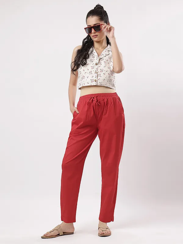 Kohinoorised_Stretchable_Cotton_Pants_With_Drawstring_and_Two_Side_Pockets_(Shrinkage_Free)_Red