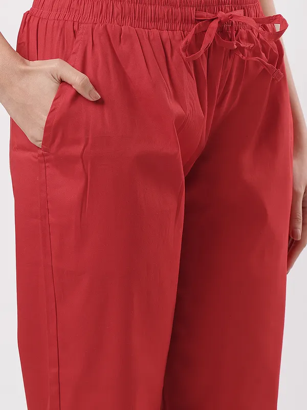 Kohinoorised_Stretchable_Cotton_Pants_With_Drawstring_and_Two_Side_Pockets_(Shrinkage_Free)_Red