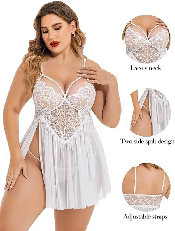 White_Soft_Net_Or_Polyester_Babydoll_Lingerie_For_Women