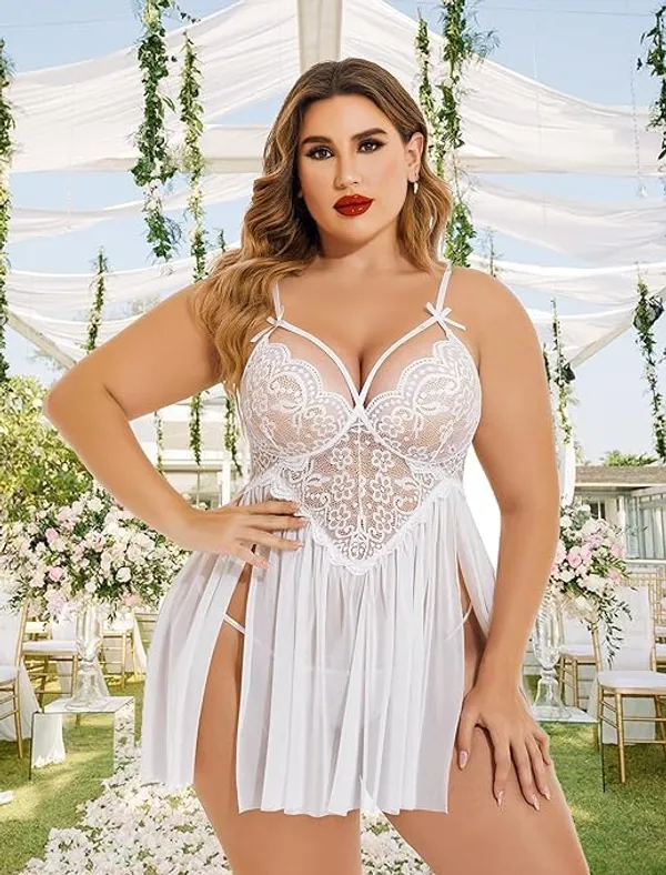 White_Soft_Net_Or_Polyester_Babydoll_Lingerie_For_Women