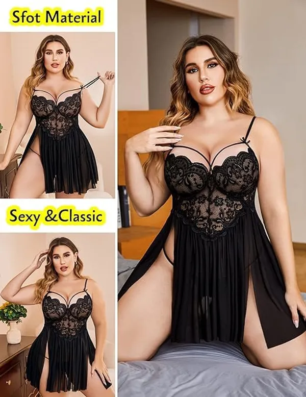 Black_Soft_Net_Or_Polyester_Babydoll_Lingerie_For_Women