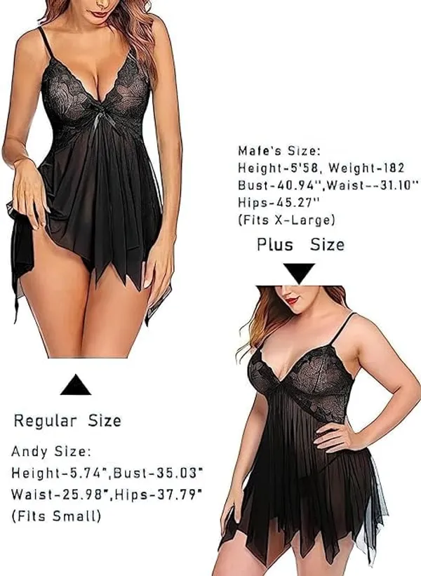 Black_Soft_Net_Or_Polyester_Babydoll_Lingerie_Set_For_Women