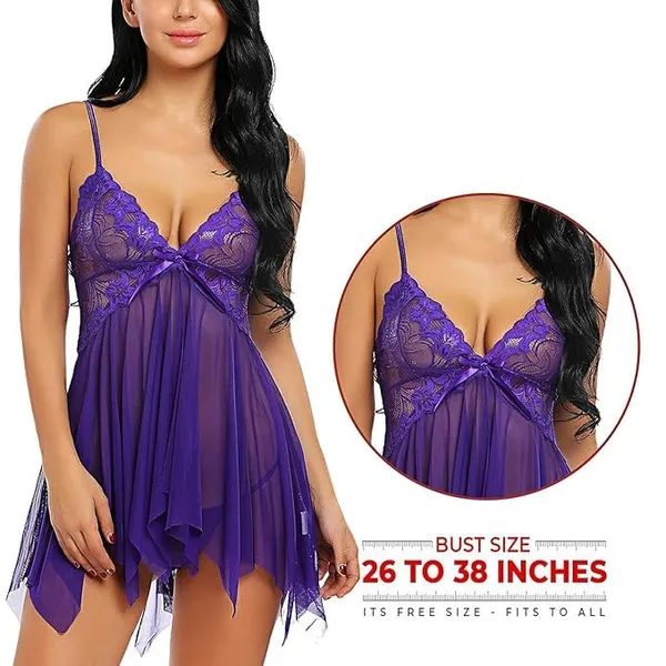 Purple_Soft_Net_Or_Polyester_Babydoll_Lingerie_Set_For_Women