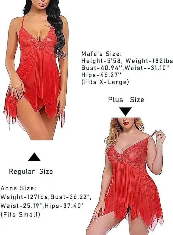 Red_Soft_Net_Or_Polyester_Babydoll_Lingerie_Set_For_Women