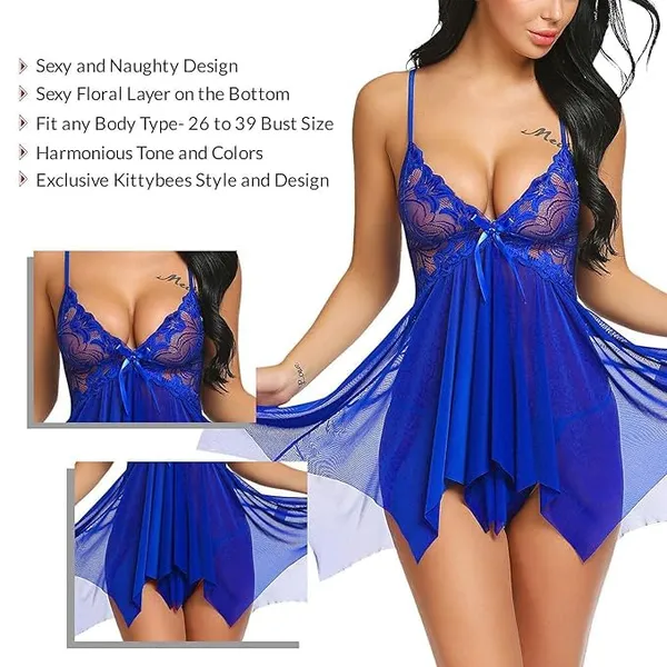 Royalblue_Soft_Net_Or_Polyester_Babydoll_Lingerie_Set_For_Women