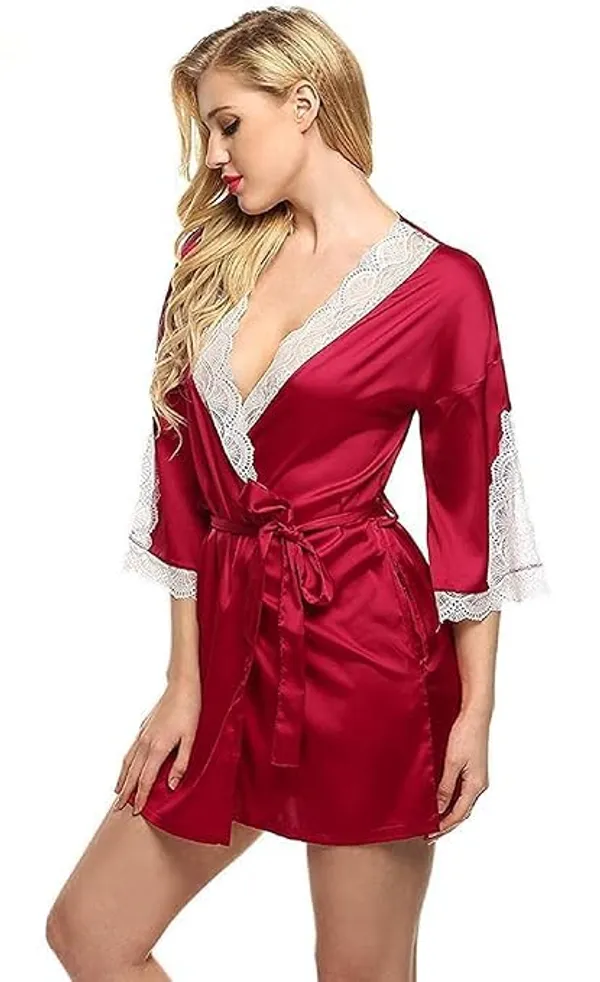 Maroon_Soft_Net_Or_Polyester_Babydoll_Lingerie_Set_For_Women