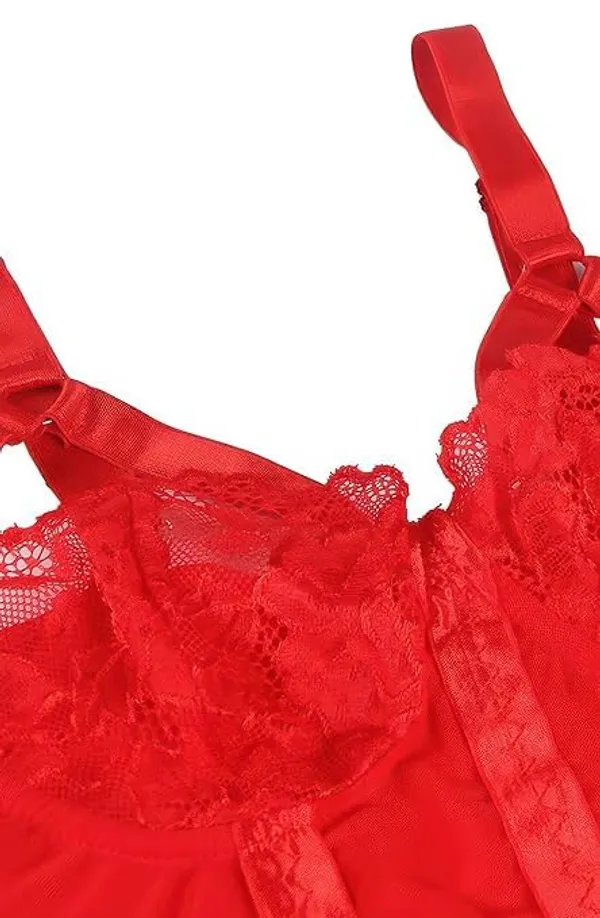 Red_Soft_Net_Or_Polyester_Babydoll_Lingerie_For_Women