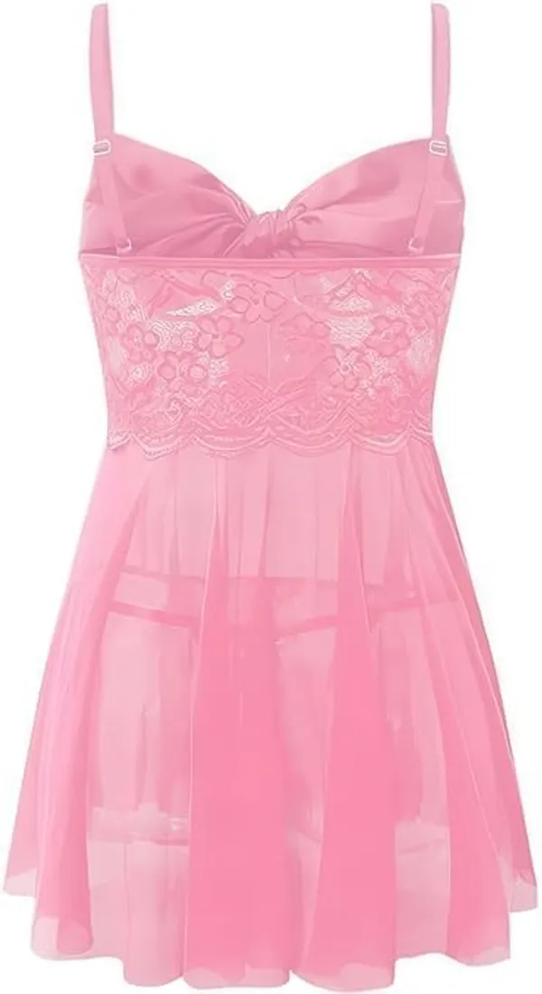 Pink_Soft_Net_Or_Polyester_Babydoll_Lingerie_For_Women