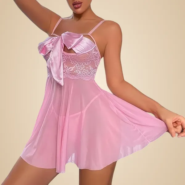 Pink_Soft_Net_Or_Polyester_Babydoll_Lingerie_For_Women