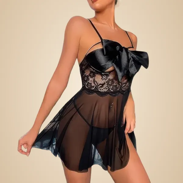 Black_Soft_Net_Or_Polyester_Babydoll_Lingerie_Set_For_Women
